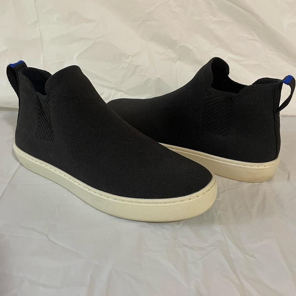 Rothy's Chelsea Black and White Sneakers Slip On Womens 9.5